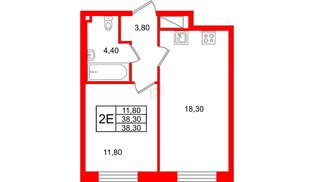 Квартира в ЖК Большая Охта, 1 комнатная, 38.3 м², 5 этаж