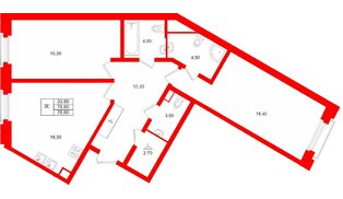 Квартира в ЖК «Мариинка Делюкс», 2 комнатная, 78.8 м², 2 этаж