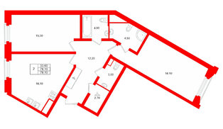 Квартира в ЖК MARIINKA DELUXE, 2 комнатная, 78.1 м², 8 этаж