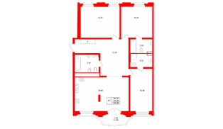 Квартира в ЖК MARIINKA DELUXE, 3 комнатная, 119.5 м², 7 этаж