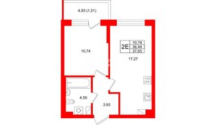 Квартира в ЖК «Охтинские высоты», 1 комнатная, 37.65 м², 4 этаж
