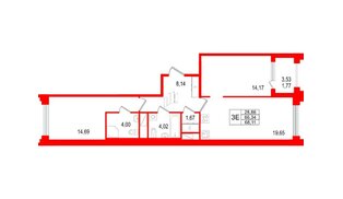 Квартира в ЖК Ассамблея, 2 комнатная, 68.11 м², 5 этаж