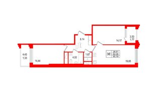 Квартира в ЖК Ассамблея, 2 комнатная, 65.19 м², 7 этаж
