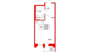 Квартира в ЖК Ассамблея, студия, 28.34 м², 9 этаж
