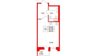 Квартира в ЖК «Ассамблея», студия, 28.34 м², 8 этаж