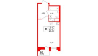 Квартира в ЖК «Ассамблея», студия, 28.33 м², 11 этаж