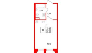 Квартира в ЖК «Ассамблея», студия, 29.31 м², 1 этаж