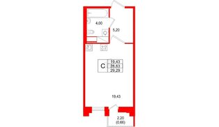 Квартира в ЖК «Ассамблея», студия, 29.29 м², 11 этаж