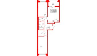 Квартира в ЖК Ассамблея, 2 комнатная, 75.71 м², 1 этаж