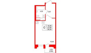Квартира в ЖК «Ассамблея», студия, 28.34 м², 8 этаж
