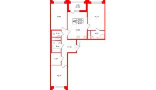 Квартира в ЖК Ассамблея, 3 комнатная, 90.03 м², 11 этаж