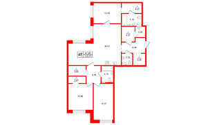 Квартира в ЖК Остров Первых, 3 комнатная, 122.41 м², 7 этаж