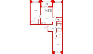 Квартира в ЖК «Ассамблея», 3 комнатная, 92.13 м², 3 этаж