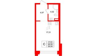 Квартира в ЖК «Ассамблея», студия, 26.5 м², 1 этаж