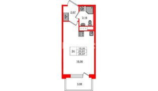 Квартира в ЖК «Сэтл ЛОФТ», студия, 23.91 м², 7 этаж