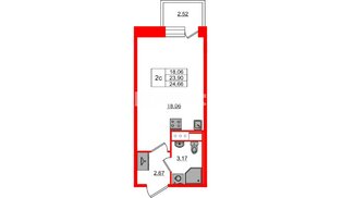 Квартира в ЖК «Сэтл ЛОФТ», студия, 23.9 м², 7 этаж