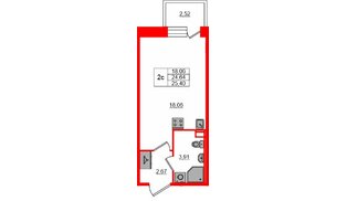 Квартира в ЖК «Сэтл ЛОФТ», студия, 24.64 м², 2 этаж