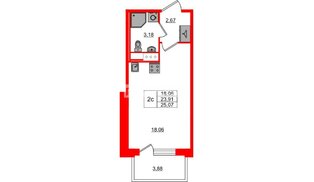 Квартира в ЖК «Сэтл ЛОФТ», студия, 23.91 м², 12 этаж