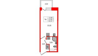 Квартира в ЖК «Сэтл ЛОФТ», студия, 21.65 м², 7 этаж