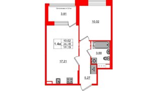 Квартира в ЖК Setl Лофт, 1 комнатная, 36.38 м², 6 этаж