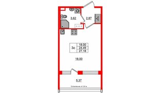 Квартира в ЖК «Сэтл ЛОФТ», студия, 24.49 м², 11 этаж