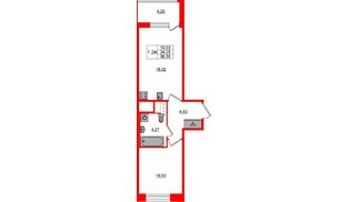 Квартира в ЖК «Сэтл ЛОФТ», 1 комнатная, 34.25 м², 11 этаж