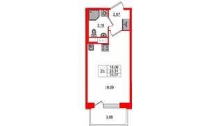 Квартира в ЖК «Сэтл ЛОФТ», студия, 23.91 м², 3 этаж