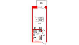 Квартира в ЖК «Сэтл ЛОФТ», студия, 21.65 м², 12 этаж