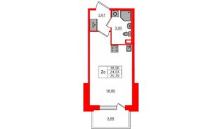Квартира в ЖК «Сэтл ЛОФТ», студия, 24.63 м², 2 этаж