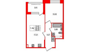 Квартира в ЖК «Сэтл ЛОФТ», 1 комнатная, 36.38 м², 8 этаж