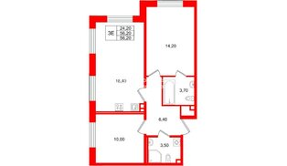 Квартира в ЖК «Пулково Lake», 2 комнатная, 56.2 м², 2 этаж