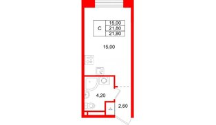 Квартира в ЖК «Пулково Лейк», студия, 21.8 м², 3 этаж
