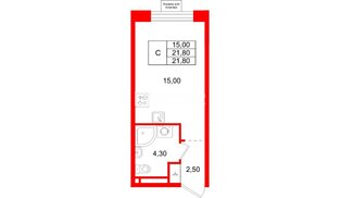 Квартира в ЖК «Пулково Лейк», студия, 21.8 м², 4 этаж