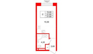 Квартира в ЖК «Пулково Лейк», студия, 21.8 м², 3 этаж