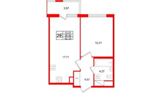 Квартира в ЖК ЯСНО.ЯНИНО, 1 комнатная, 42.53 м², 8 этаж