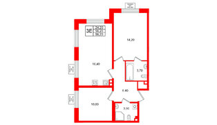 Квартира в ЖК «Пулково Lake», 2 комнатная, 56.2 м², 2 этаж