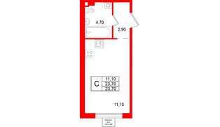 Квартира в ЖК «Пулково Лейк», студия, 23.7 м², 2 этаж
