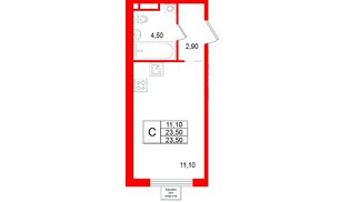 Квартира в ЖК «Пулково Лейк», студия, 23.5 м², 3 этаж