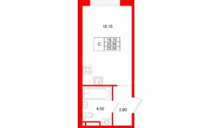 Квартира в ЖК «Пулково Лейк», студия, 23.5 м², 2 этаж