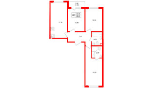 Квартира в ЖК «Ручьи–2», 3 комнатная, 69.6 м², 2 этаж