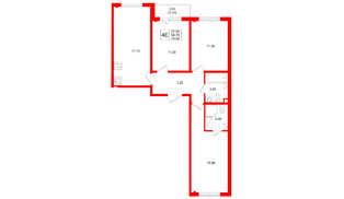 Квартира в ЖК «Ручьи–2», 3 комнатная, 70 м², 4 этаж