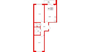 Квартира в ЖК «Ручьи–2», 2 комнатная, 56.5 м², 16 этаж