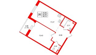 Квартира в ЖК Энфилд, 1 комнатная, 45.13 м², 9 этаж