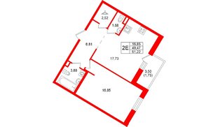 Квартира в ЖК Энфилд, 1 комнатная, 51.22 м², 10 этаж