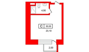 Апартаменты в ЖК Место-Смолячково, студия, 30 м², 1 этаж