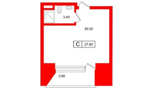 Апартаменты в ЖК Место-Смолячково, студия, 27.8 м², 1 этаж