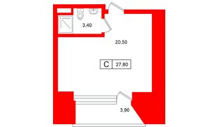 Апартаменты в ЖК Место-Смолячково, студия, 27.8 м², 1 этаж