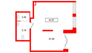Помещение в ЖК Имена, 44.57 м², 1 этаж