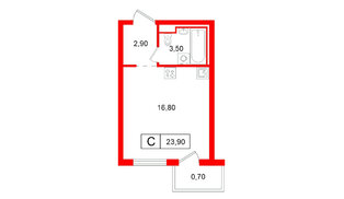 Квартира в ЖК Витебский парк, студия, 23.9 м², 6 этаж