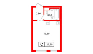 Квартира в ЖК Витебский парк, студия, 23.2 м², 11 этаж